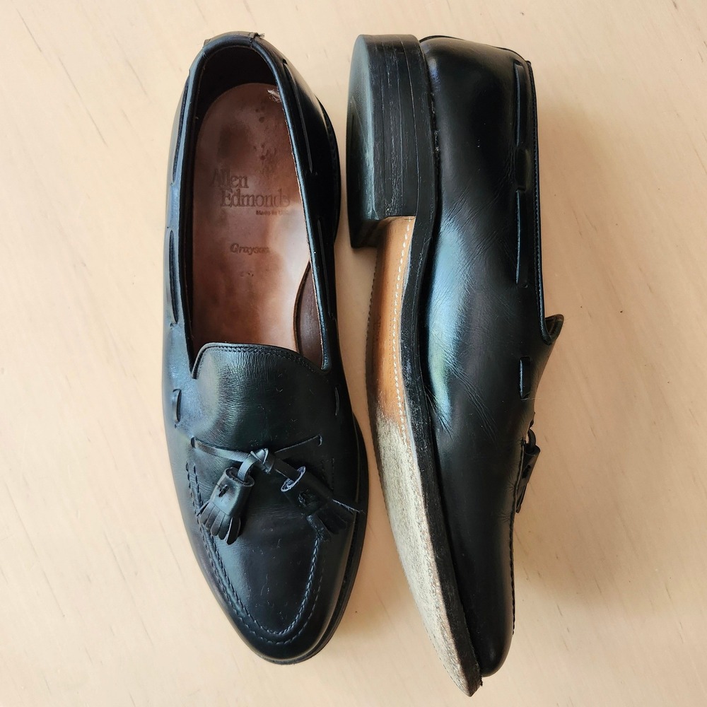 Allen Edmonds Grayson Black Leather Tassel Loafer Mens Dress Shoes 8 D 8217 USA